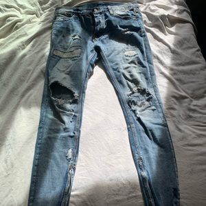 mnml distressed zipper jeans sz 33